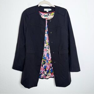 Boden Long Coat Women’s Size 8 R Kensington Button Down Preppy Jacket Black